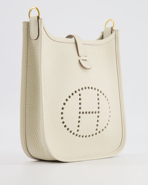 Hermès Mini Evelyne Amazone Bag in Craie Clemence Leather with Gold Hardware