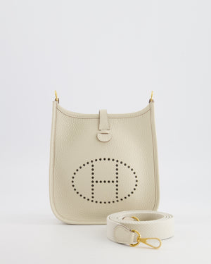 Hermès Mini Evelyne Amazone Bag in Craie Clemence Leather with Gold Hardware