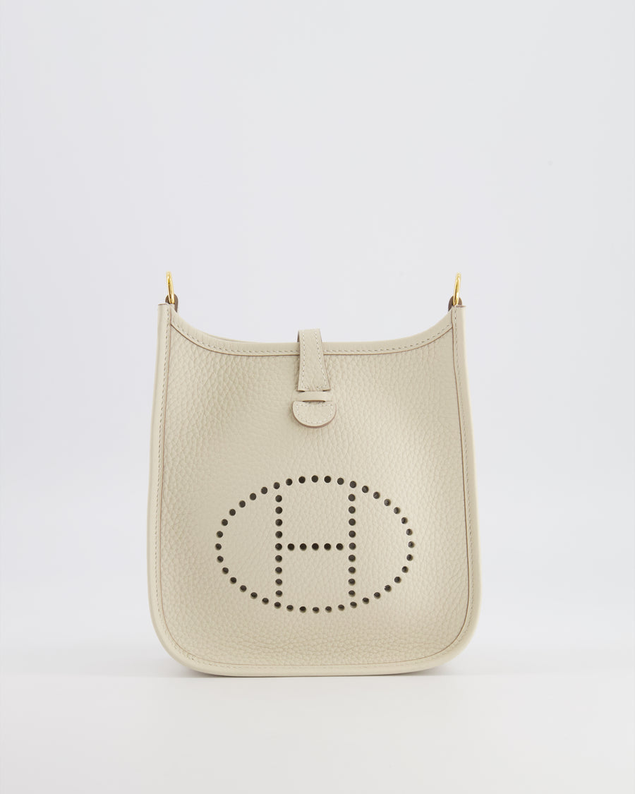 Hermès Mini Evelyne Amazone Bag in Craie Clemence Leather with Gold Hardware
