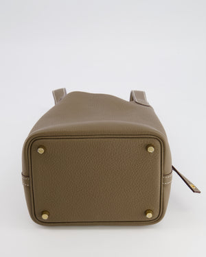Hermès Picotin Lock 18 Bag in Etoupe Clemence Leather with Gold Hardware