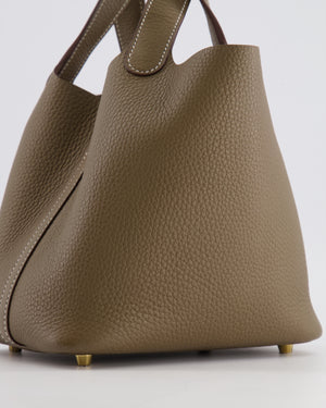 Hermès Picotin Lock 18 Bag in Etoupe Clemence Leather with Gold Hardware