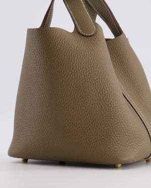 Hermès Picotin Lock 18 Bag in Etoupe Clemence Leather with Gold Hardware