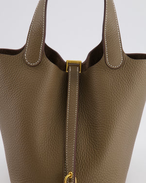 Hermès Picotin Lock 18 Bag in Etoupe Clemence Leather with Gold Hardware
