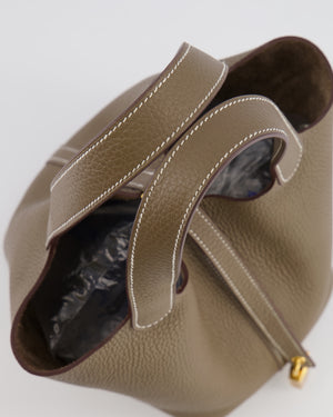 Hermès Picotin Lock 18 Bag in Etoupe Clemence Leather with Gold Hardware