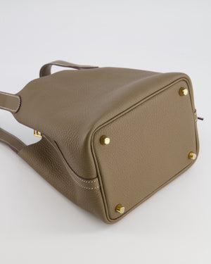 Hermès Picotin Lock 18 Bag in Etoupe Clemence Leather with Gold Hardware