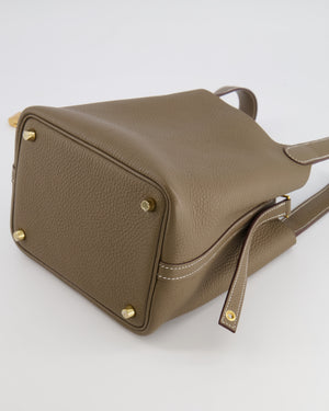 Hermès Picotin Lock 18 Bag in Etoupe Clemence Leather with Gold Hardware
