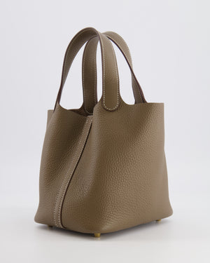 Hermès Picotin Lock 18 Bag in Etoupe Clemence Leather with Gold Hardware