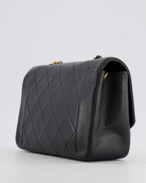 Chanel Vintage Small Diana Flap Bag in Black Lambskin Leather with 24K Gold Hardware