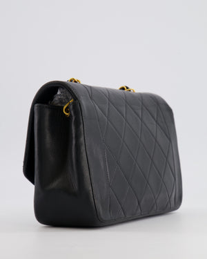 Chanel Vintage Small Diana Flap Bag in Black Lambskin Leather with 24K Gold Hardware