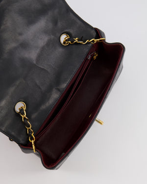 Chanel Vintage Small Diana Flap Bag in Black Lambskin Leather with 24K Gold Hardware