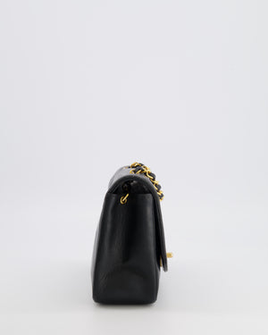 Chanel Vintage Small Diana Flap Bag in Black Lambskin Leather with 24K Gold Hardware