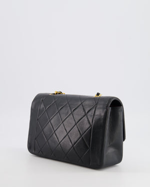 Chanel Vintage Small Diana Flap Bag in Black Lambskin Leather with 24K Gold Hardware