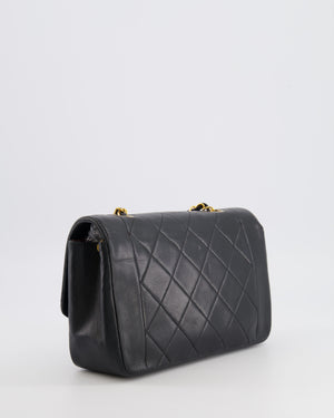 Chanel Vintage Small Diana Flap Bag in Black Lambskin Leather with 24K Gold Hardware