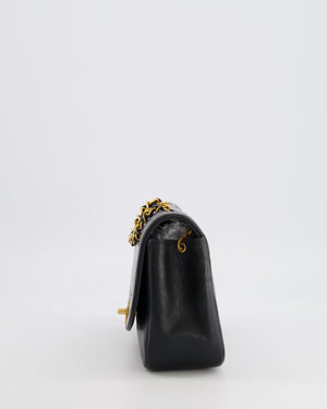 Chanel Vintage Small Diana Flap Bag in Black Lambskin Leather with 24K Gold Hardware