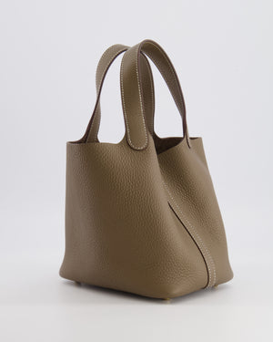 Hermès Picotin Lock 18 Bag in Etoupe Clemence Leather with Gold Hardware