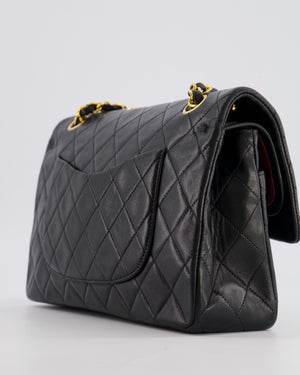 Chanel Vintage Medium Black Classic Double Flap Bag in Lambskin Leather with 24k Gold Hardware