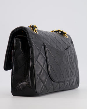Chanel Vintage Medium Black Classic Double Flap Bag in Lambskin Leather with 24k Gold Hardware