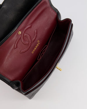 Chanel Vintage Medium Black Classic Double Flap Bag in Lambskin Leather with 24k Gold Hardware