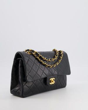Chanel Vintage Medium Black Classic Double Flap Bag in Lambskin Leather with 24k Gold Hardware