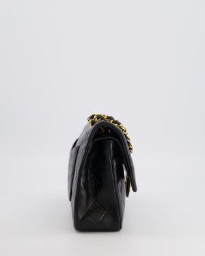 Chanel Vintage Medium Black Classic Double Flap Bag in Lambskin Leather with 24k Gold Hardware