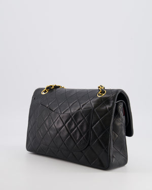 Chanel Vintage Medium Black Classic Double Flap Bag in Lambskin Leather with 24k Gold Hardware