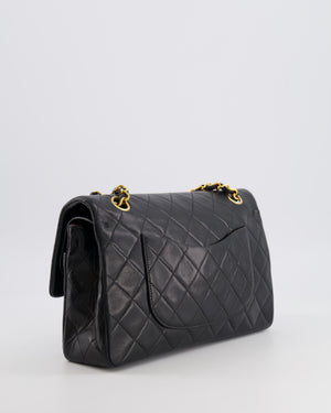Chanel Vintage Medium Black Classic Double Flap Bag in Lambskin Leather with 24k Gold Hardware