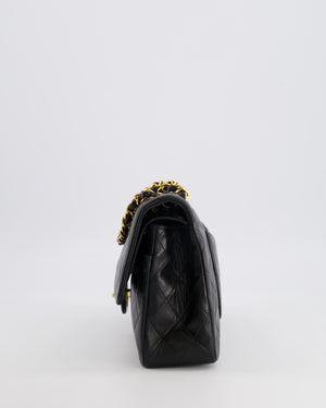 Chanel Vintage Medium Black Classic Double Flap Bag in Lambskin Leather with 24k Gold Hardware