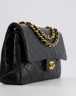 Chanel Vintage Medium Black Classic Double Flap Bag in Lambskin Leather with 24k Gold Hardware