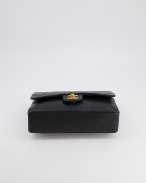 Chanel Vintage Medium Black Classic Double Flap Bag in Lambskin Leather with 24k Gold Hardware
