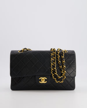 Chanel Vintage Medium Black Classic Double Flap Bag in Lambskin Leather with 24k Gold Hardware