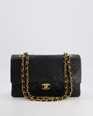 Chanel Vintage Medium Black Classic Double Flap Bag in Lambskin Leather with 24k Gold Hardware