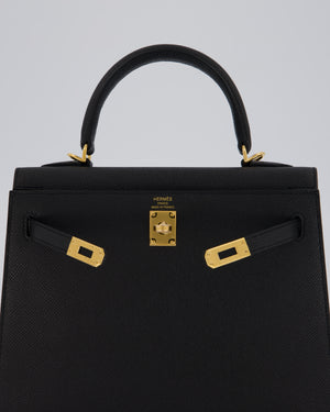 Hermès Kelly 25 Sellier Bag in Noir Epsom Leather with Gold Hardware
