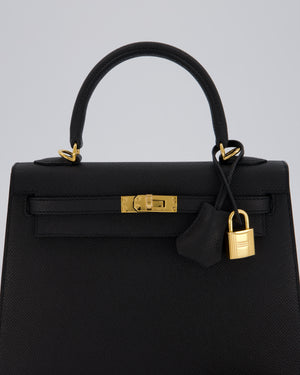Hermès Kelly 25 Sellier Bag in Noir Epsom Leather with Gold Hardware