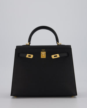 Hermès Kelly 25 Sellier Bag in Noir Epsom Leather with Gold Hardware