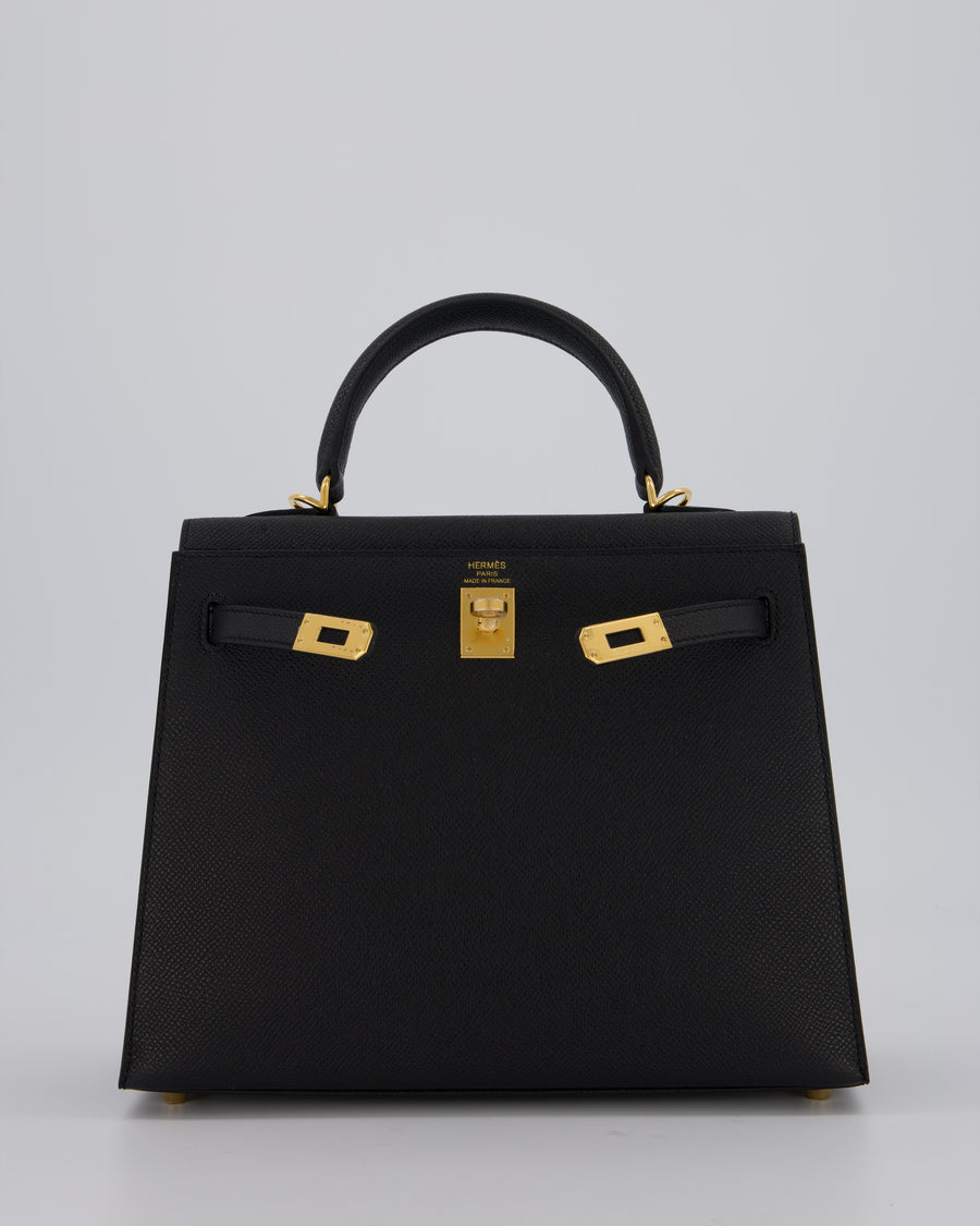 Hermès Kelly 25 Sellier Bag in Noir Epsom Leather with Gold Hardware