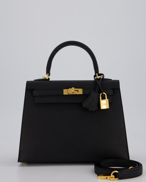 Hermès Kelly 25 Sellier Bag in Noir Epsom Leather with Gold Hardware