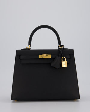 Hermès Kelly 25 Sellier Bag in Noir Epsom Leather with Gold Hardware