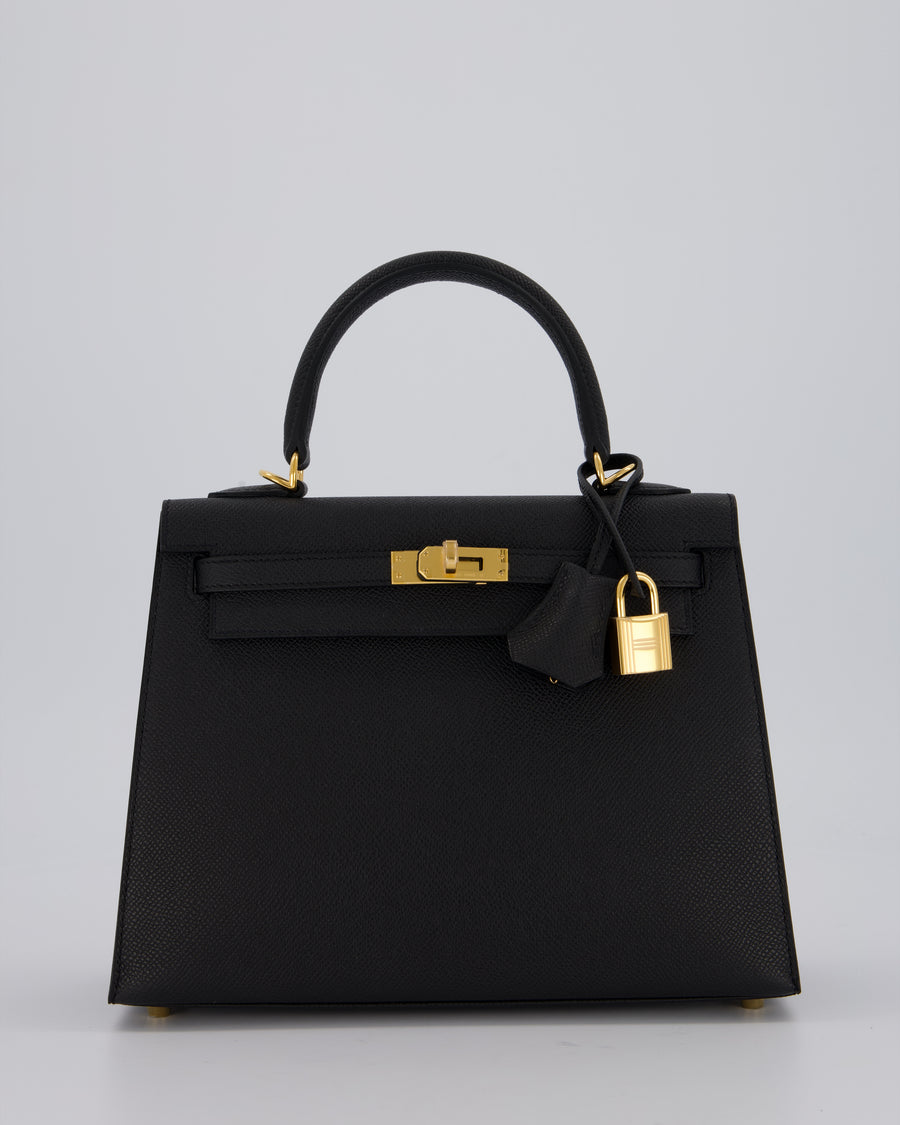 Hermès Kelly 25 Sellier Bag in Noir Epsom Leather with Gold Hardware