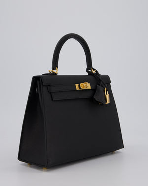 Hermès Kelly 25 Sellier Bag in Noir Epsom Leather with Gold Hardware