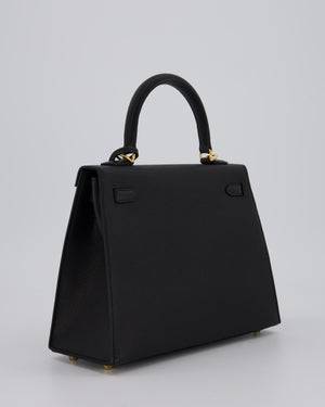 Hermès Kelly 25 Sellier Bag in Noir Epsom Leather with Gold Hardware