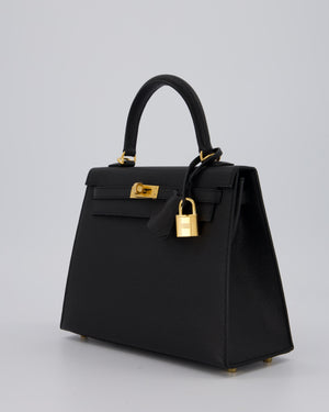 Hermès Kelly 25 Sellier Bag in Noir Epsom Leather with Gold Hardware