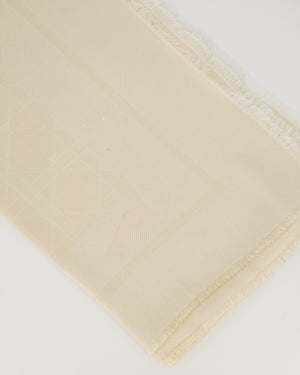 *IN DRY CLEANING* Christian Dior Beige Cannage Square Cashmere and Wool Scarf Size 140 x 140cm
