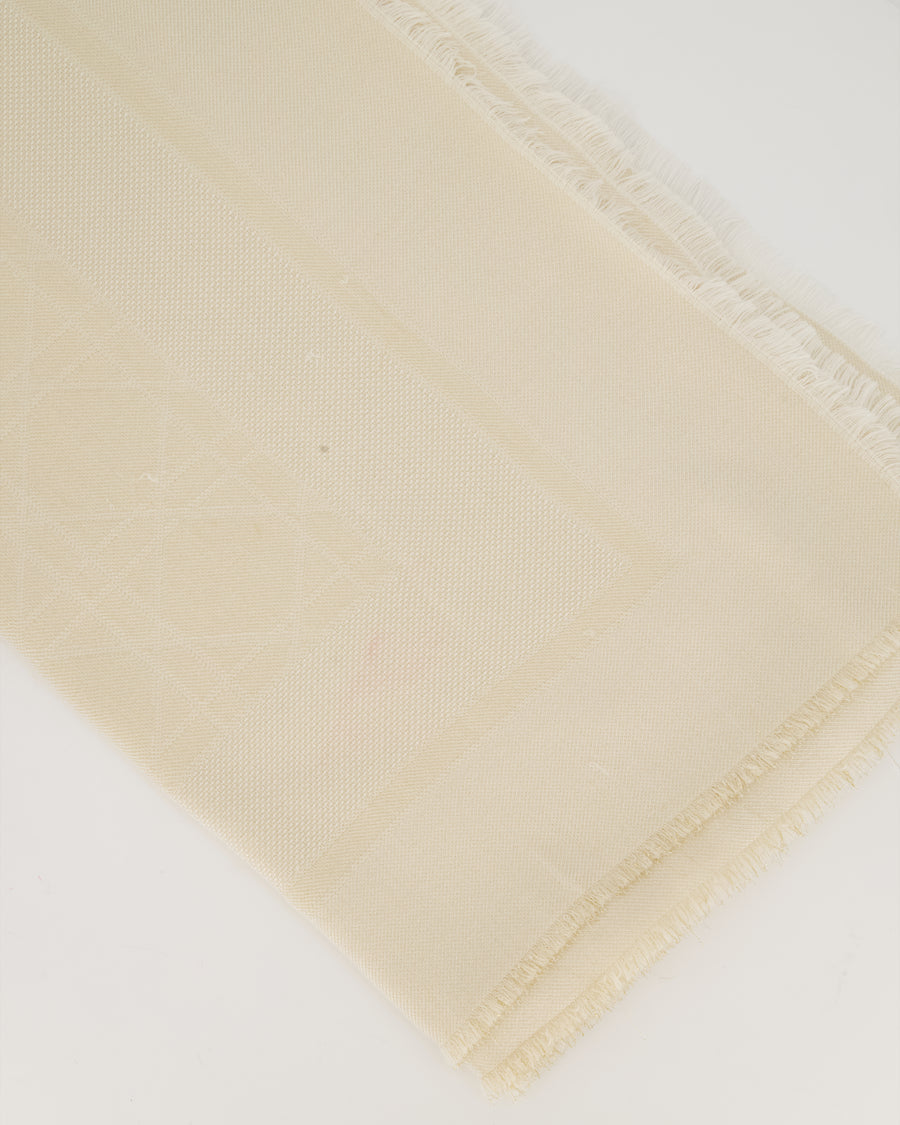 *IN DRY CLEANING* Christian Dior Beige Cannage Square Cashmere and Wool Scarf Size 140 x 140cm