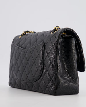Chanel Black Medium Classic Double Flap Bag in Caviar Leather with Gold Hardware