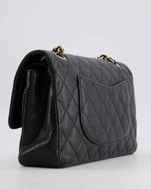 Chanel Black Medium Classic Double Flap Bag in Caviar Leather with Gold Hardware