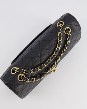 Chanel Black Medium Classic Double Flap Bag in Caviar Leather with Gold Hardware