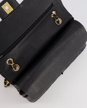 Chanel Black Medium Classic Double Flap Bag in Caviar Leather with Gold Hardware