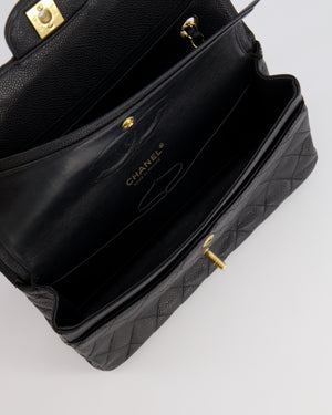 Chanel Black Medium Classic Double Flap Bag in Caviar Leather with Gold Hardware