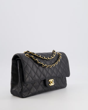 Chanel Black Medium Classic Double Flap Bag in Caviar Leather with Gold Hardware