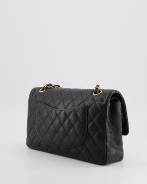 Chanel Black Medium Classic Double Flap Bag in Caviar Leather with Gold Hardware